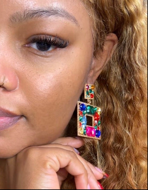 Ruby Frame vibrant Rhinestone earring